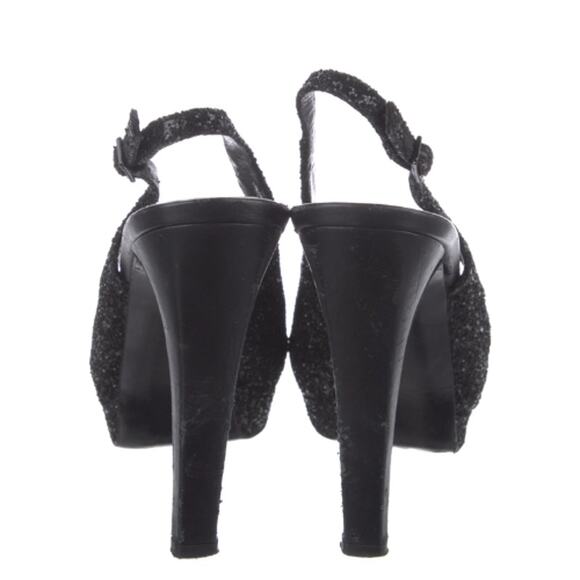 Stuart Weitzman Glitter Slingback Pumps EUC in Black Size7.5